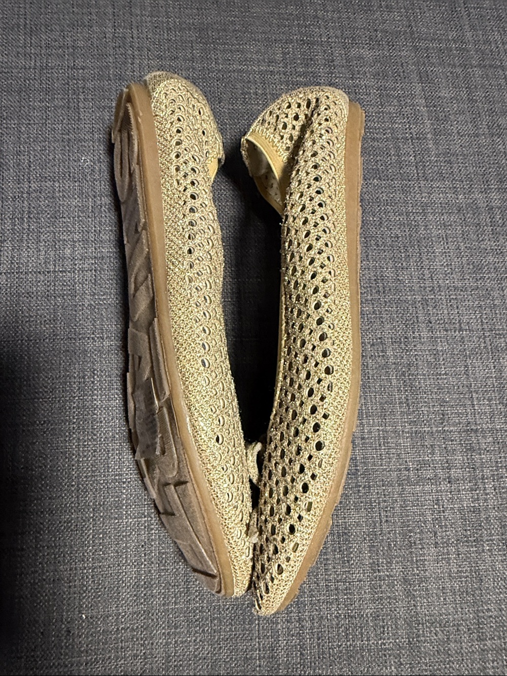 NWOT Stuart Weitzman Glittered Champagne Bow Flats - Picture 7 of 7